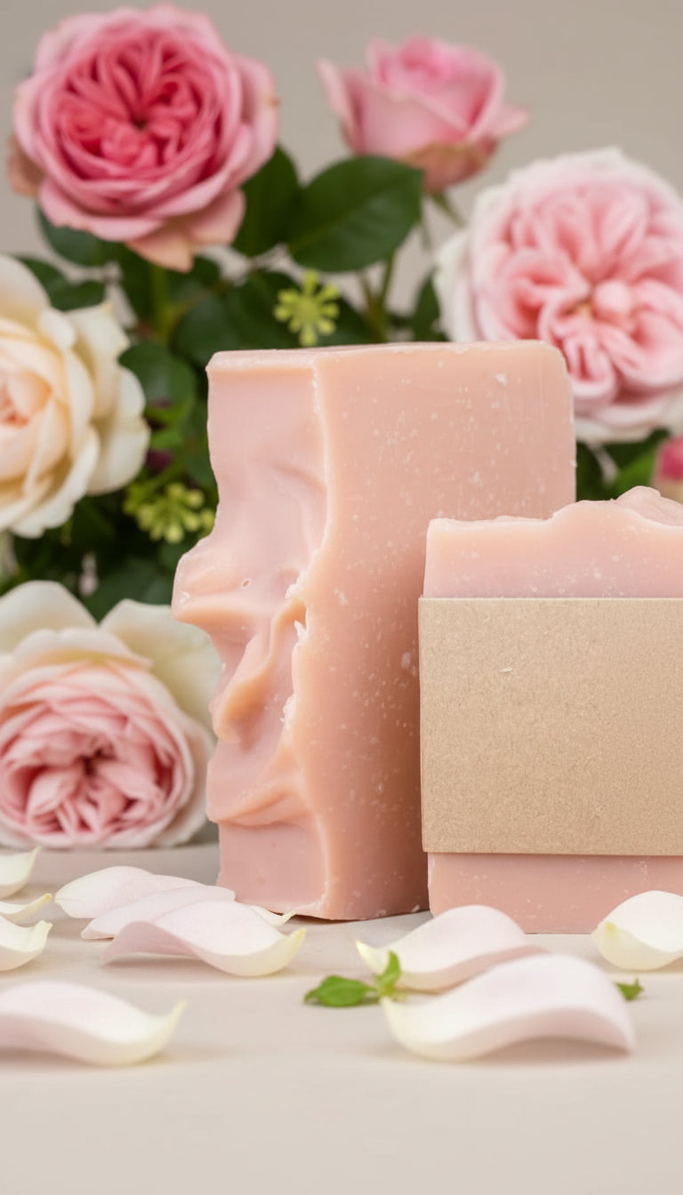 Savon naturel en barre faciale à la rose