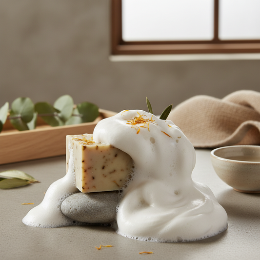 Savon avec une mousse tres onctueuse