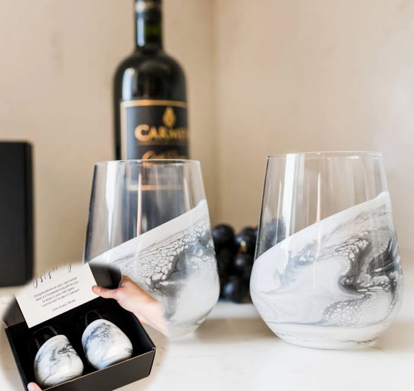 Verres à vin rehaussés de résine – Coffret de 2