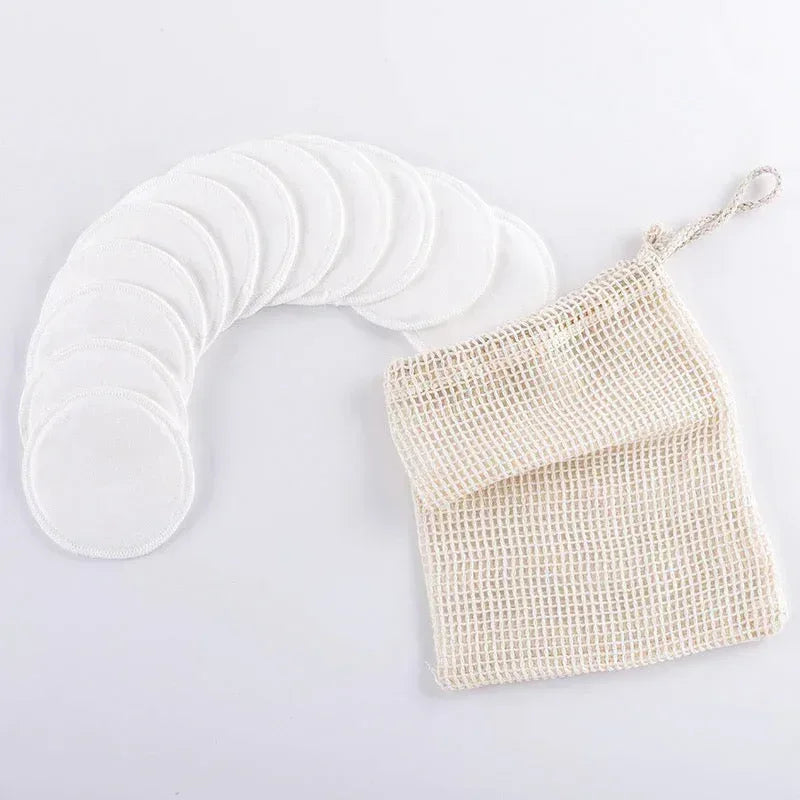 10 disques démaquillants réutilisables en coton de bambou bio - Zéro déchet, sans plastique, naturels + sac à linge en coton bio - MEP Onaturel