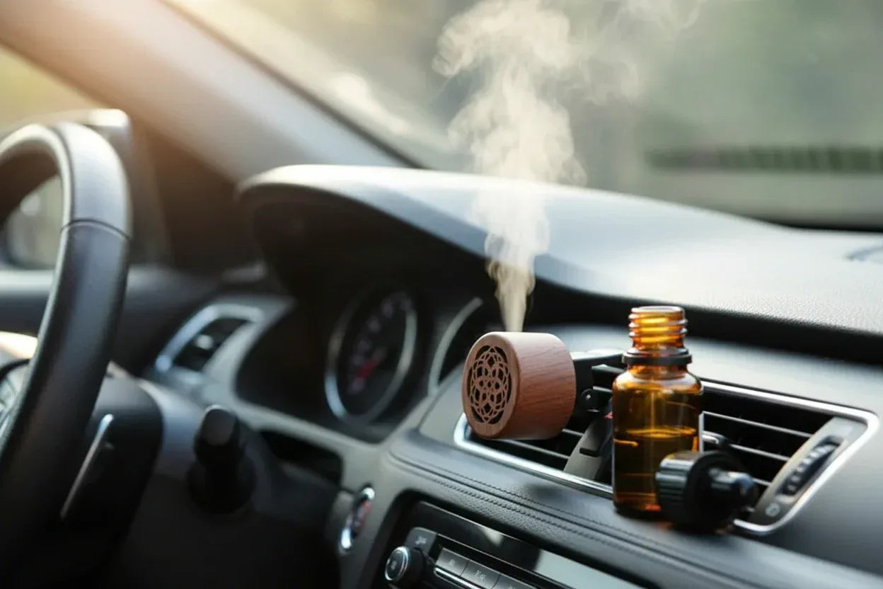 Diffuseur Parfum Voiture Bois Noyer Noir - Fait Main Naturel Élégant - MEP Onaturel