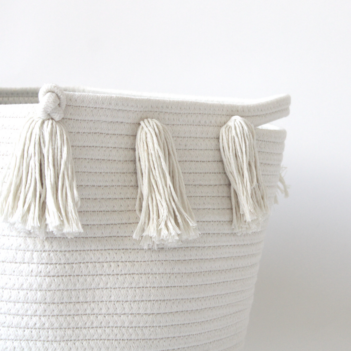 Grand Panier Bohème à Tassels — Blanc Naturel | Coton Éco-Responsable