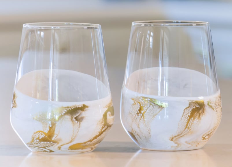 Verres à vin rehaussés de résine – Coffret de 2
