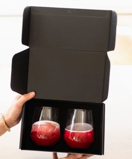 Verres à vin rehaussés de résine – Coffret de 2