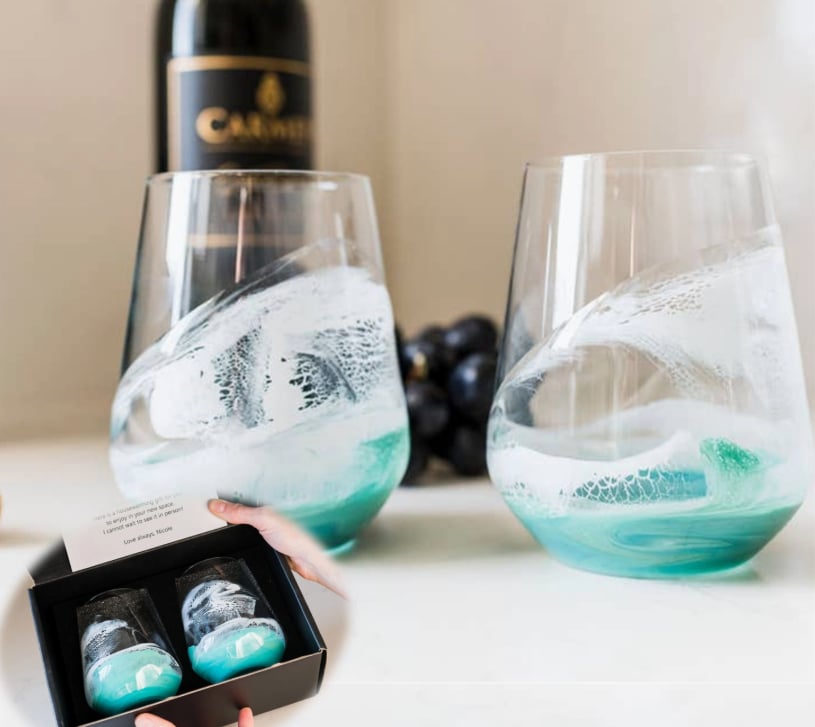 Verres à vin rehaussés de résine – Coffret de 2