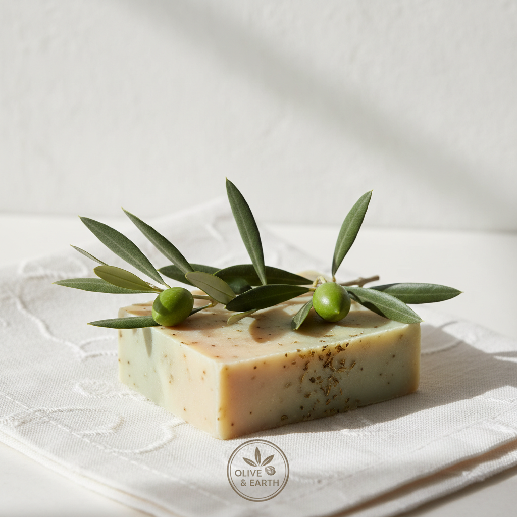 savon naturel avec branche d'olivier